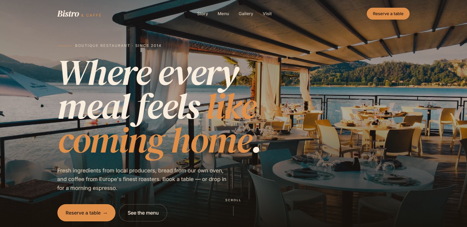 Bistro & Caffé — bistro and coffee house website with reservations