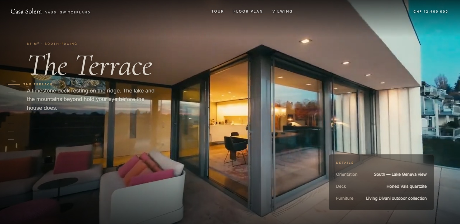 Casa Solera — luxury real-estate site with a scroll-driven drone video