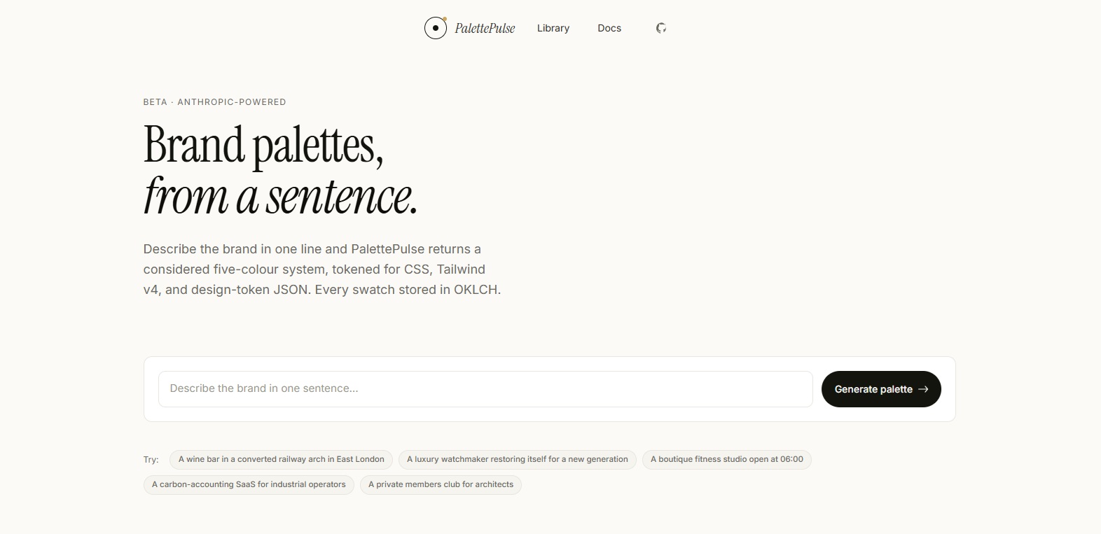 PalettePulse — AI brand-paletta generátor Next.js-ben