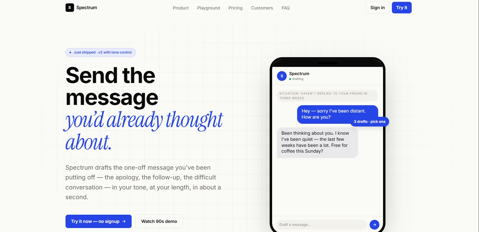 Spectrum — AI writing assistant web app